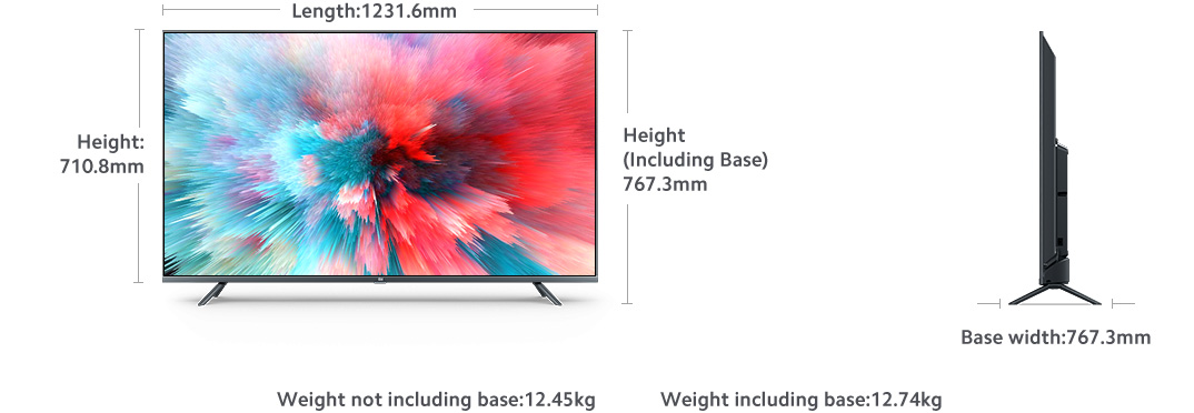 ابعاد تلویزیون هوشمند شیائومی مدل Mi LED TV 4S 55 اینچ
